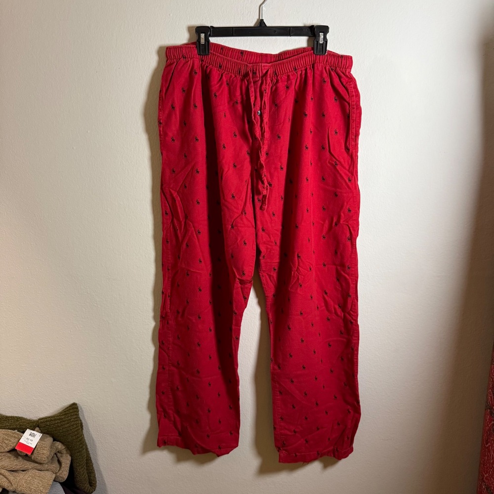 Polo Ralph Lauren Mens Red Pony‎ Logo Pajama Pants Size M 32-34 Cotton Lounge